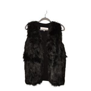 SEBBY COLLECTION NEW $130 Sweater Knit Faux Fur Vest in Black Medium